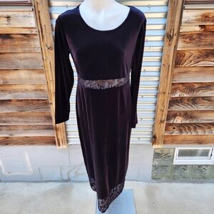Clio Black Long Sleeve Dress with Lace Accents